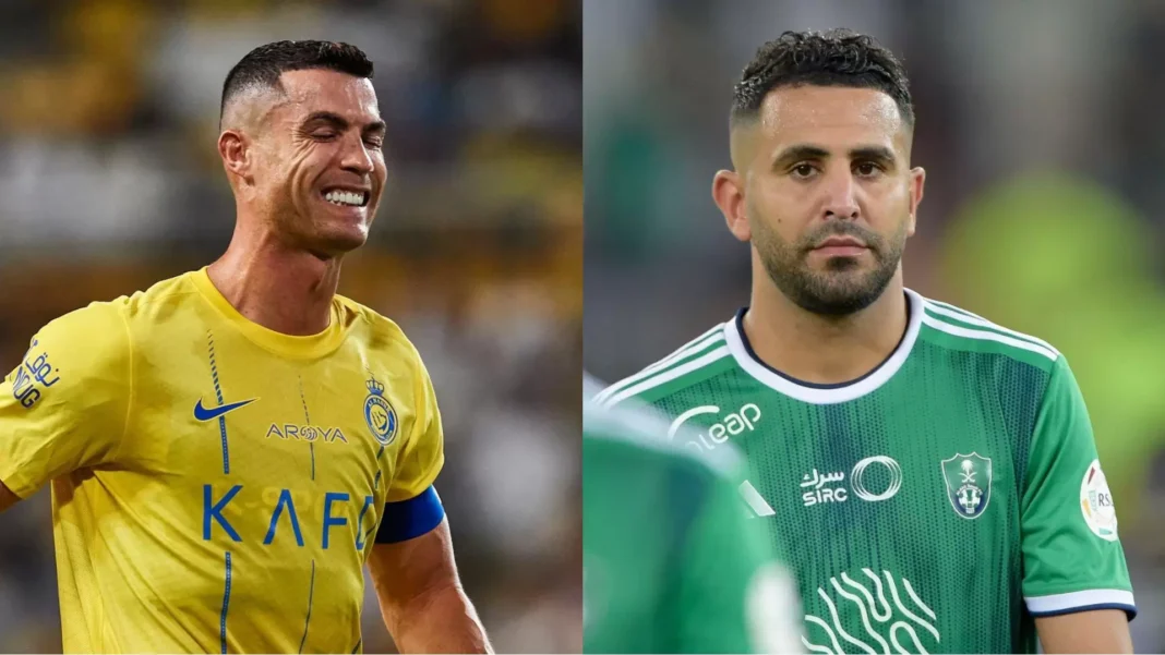 Saudi Pro League : Riyad Mahrez surclasse Cristiano Ronaldo pour cette performance Riyad Mahrez et Cristiano Ronaldo lors d'un match de football.