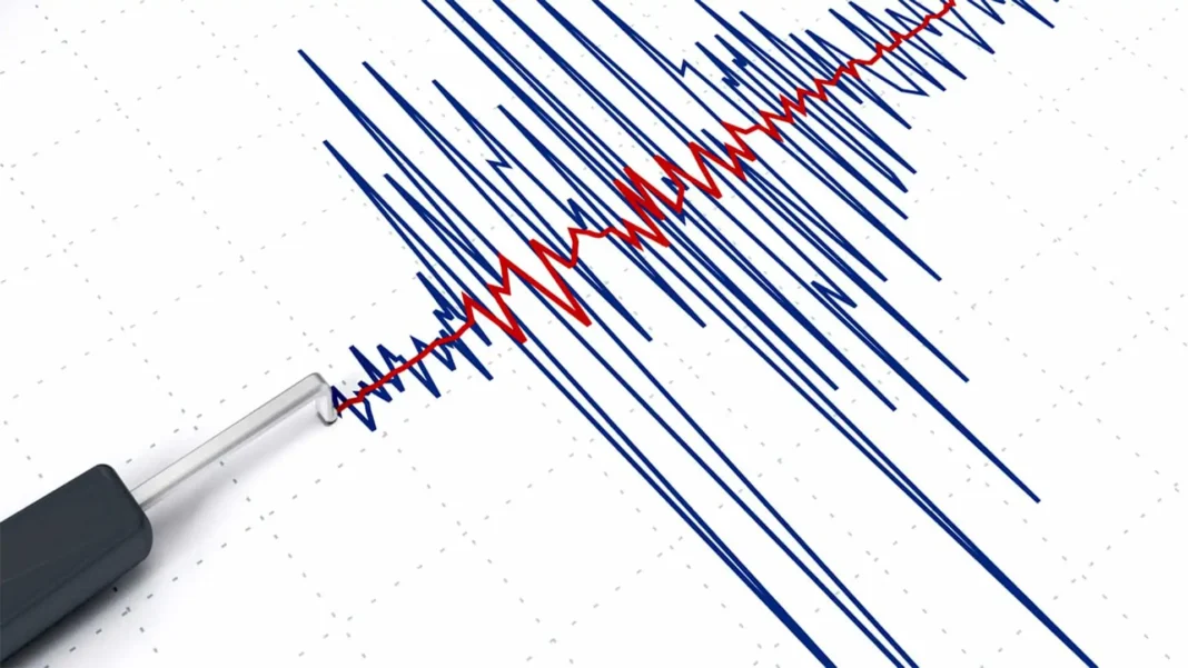 Alerte! Séisme de magnitude 3.5 enregistré à Relizane Graphique montrant un séisme avec un tracé sismique en rouge et bleu.