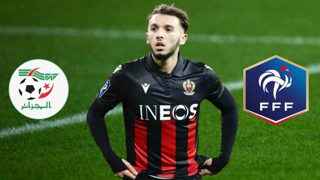 Amine Gouiri explique son choix de jouer pour l’Équipe d’Algérie Amine Gouiri portant le maillot de l'équipe d'Algérie.