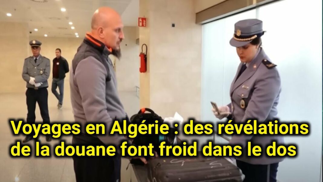 Révélations choc de la douane Algérienne : Activités illicites explosives aux frontières Agent de douane vérifiant un passager à l'aéroport en Algérie.