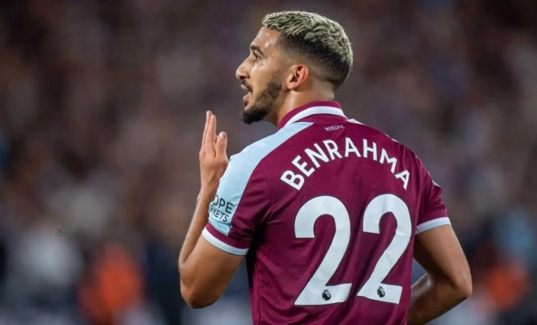 Said Benrahma dévoile ses ambitions Said Benrahma portant le maillot de West Ham, numéro 22, lors d'un match de football.