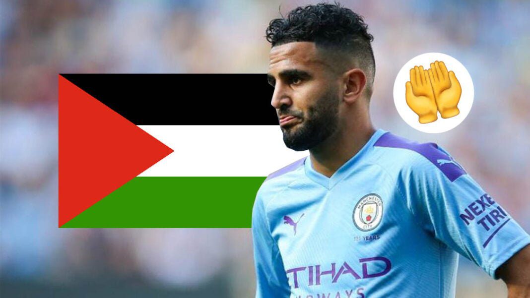 Mahrez et Atal Unis pour la Palestine : Un soutien fort, un message puissant Mahrez et Atal avec le drapeau palestinien en soutien.