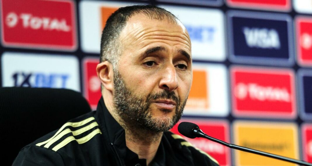 Djamel Belmadi, entraîneur de l'équipe nationale algérienne, en conférence de presse.