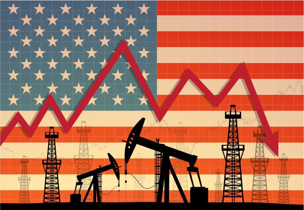 Tendance baissière du pétrole et du dollar Prix du pétrole en baisse avec influence du dollar américain.