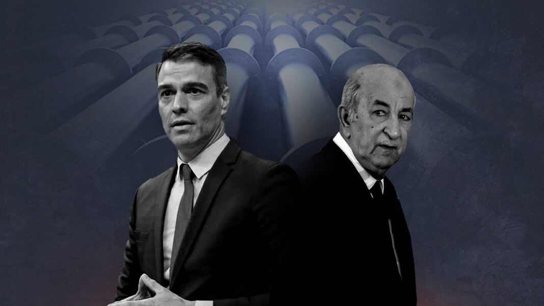 Pedro Sánchez et Abdelmadjid Tebboune lors d'une rencontre diplomatique.