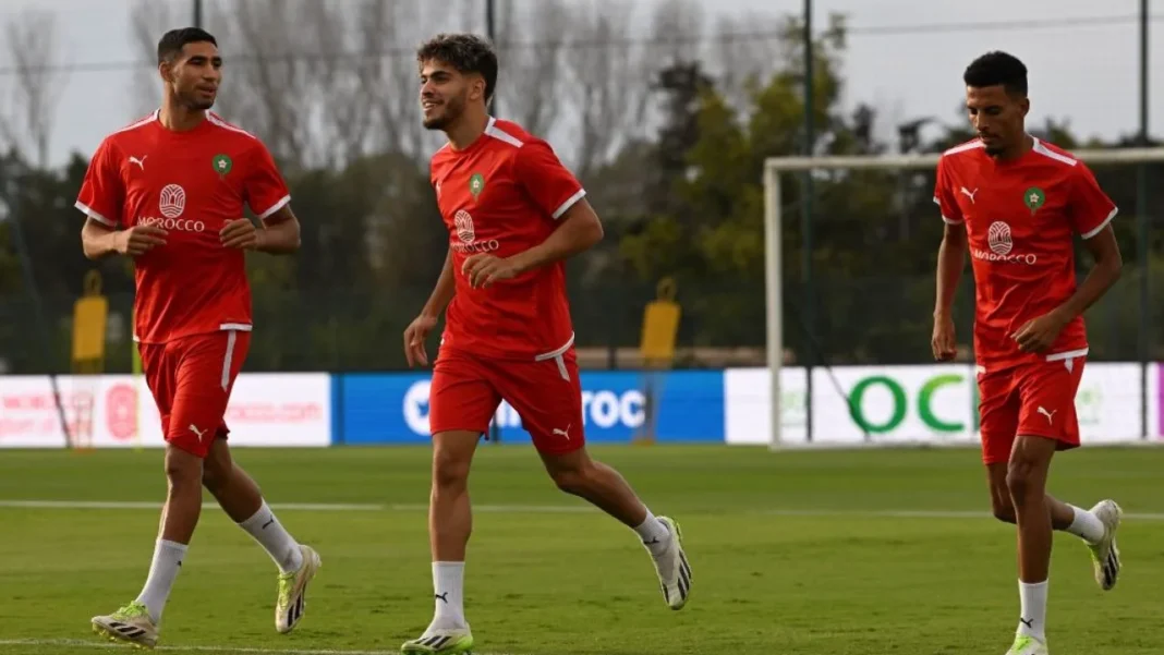 CAN 2023: les Lions de l’Atlas affichent une bonne humeur, qui augure d’une belle fête Les joueurs marocains s'entraînent avant le match de la CAN 2023.