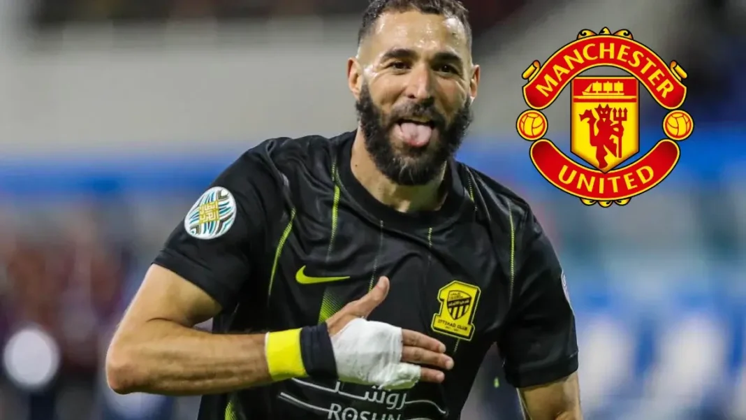 Karim Benzema à Manchester United. Mythe ou réalité? Karim Benzema en maillot de Manchester United lors d'un match.