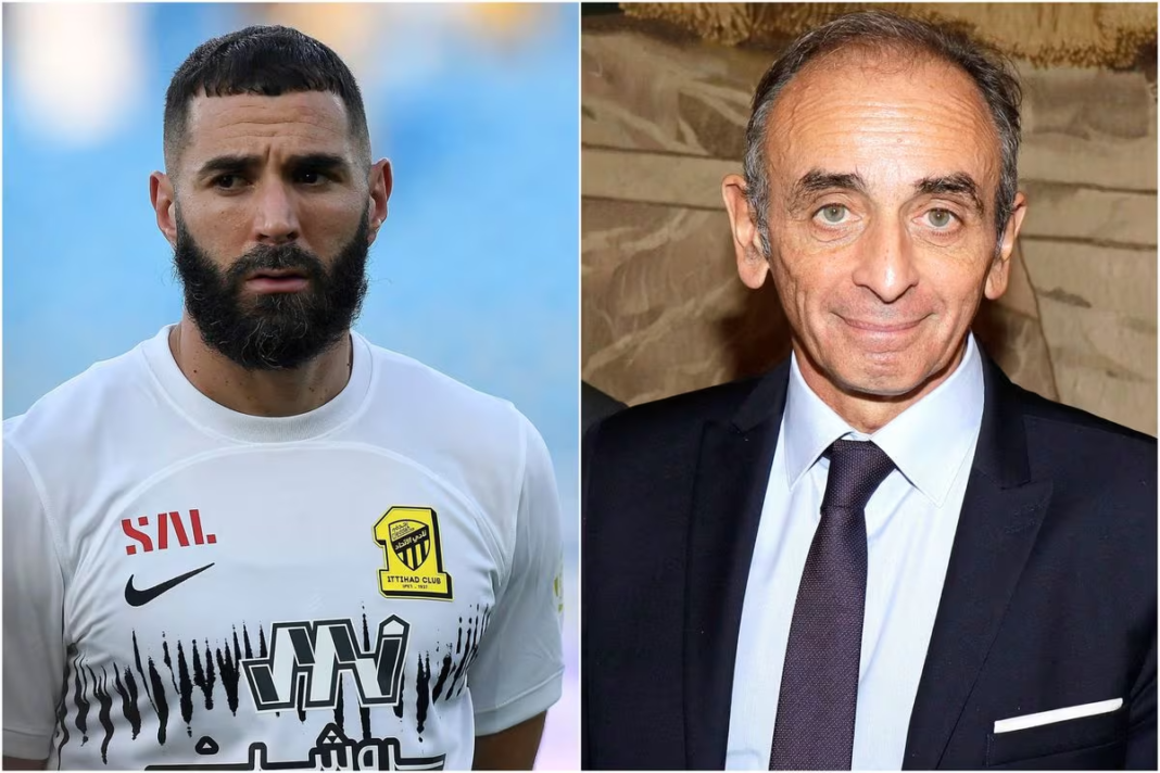 Portrait de Karim Benzema et Éric Zemmour côte à côte.