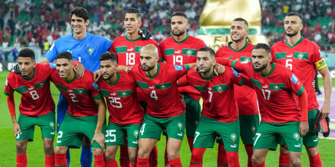 L'équipe du Maroc de football lors d'un match de la CAN 2023.