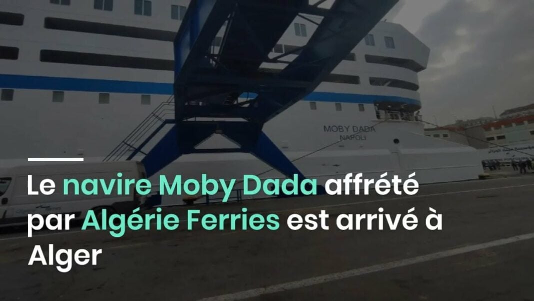 Algérie Ferries : Déception des voyageurs avec le Moby Dada sur la Ligne Marseille-Oran Le navire Moby Dada d'Algérie Ferries à Alger, prêt pour le départ.
