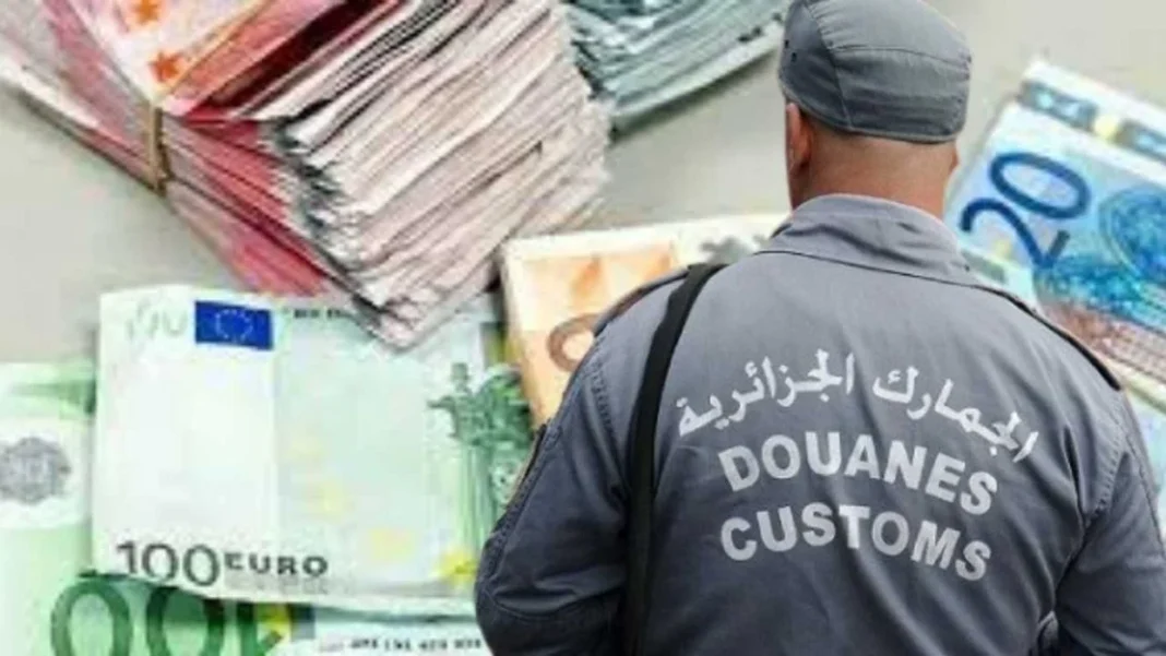 Saisie Record à l’Aéroport de Sétif : Voyageur Interpellé avec 440 000 euros avant son Vol vers Paris Agent des douanes algériennes inspectant de l'argent liquide à l'aéroport de Sétif.