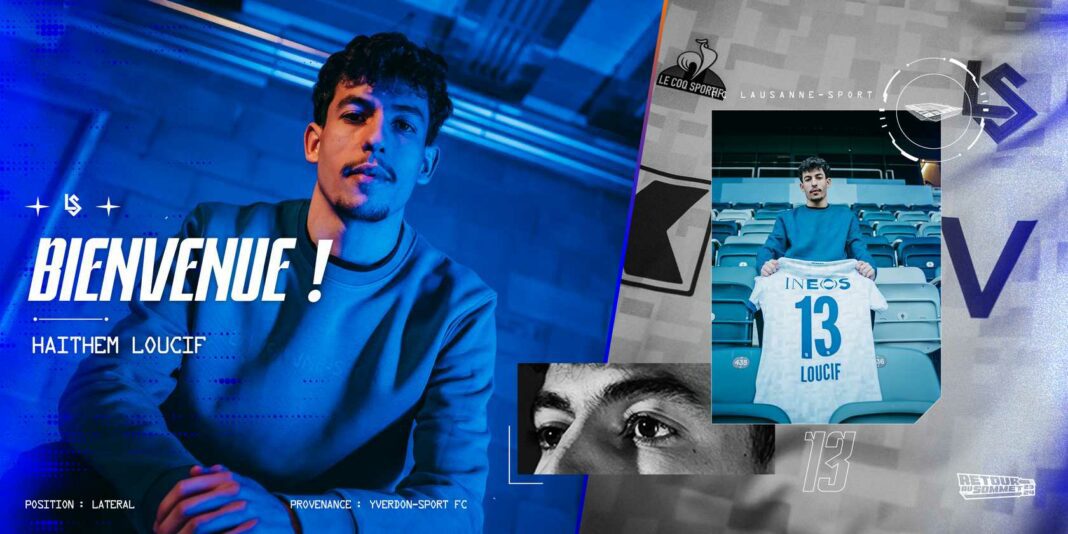 Haïthem Loucif rejoint Lausanne Sport : Un nouveau départ pour le Fennec Haithem Loucif en tenue de football à Lausanne Sport.