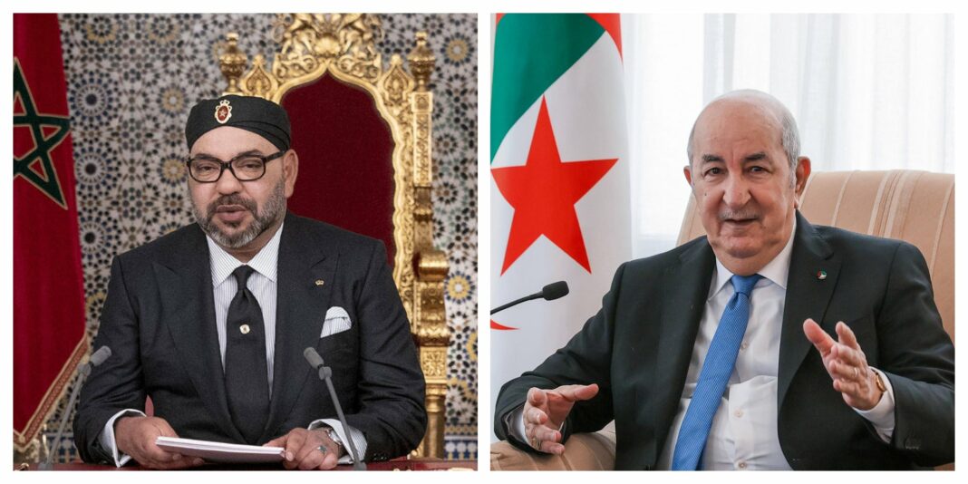 Révélation Choc : L’Algérie Révise sa Position sur l’Expropriation de Biens au Maroc Deux hommes politiques en réunion officielle avec drapeaux nationaux en arrière-plan.