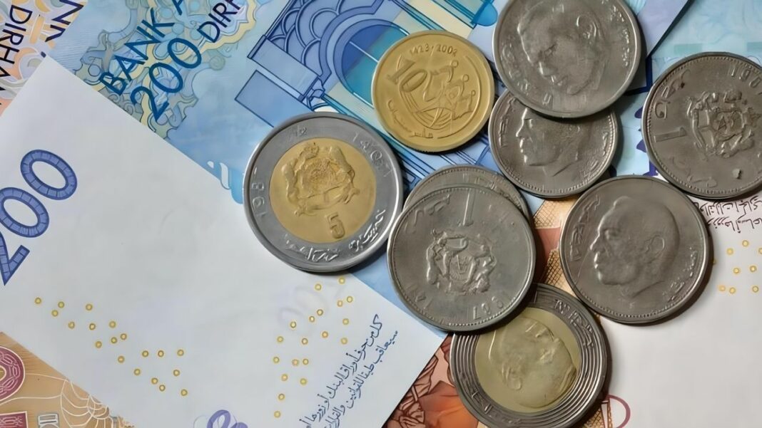 Taux de change et monnaies marocaines Pièces et billets de monnaie marocaine et euros pour le taux de change.