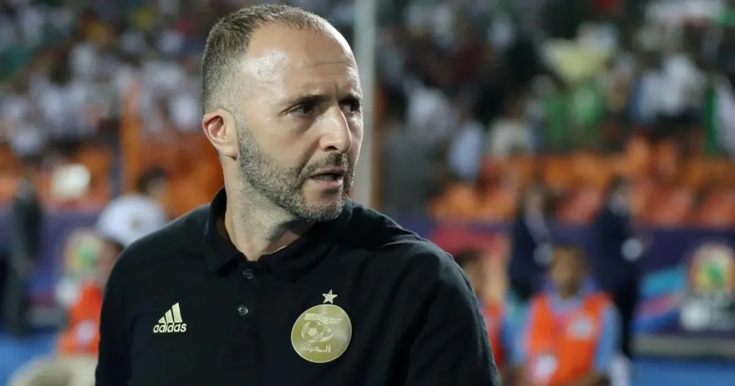 Djamel Belmadi, entraîneur de football algérien, sur le terrain.