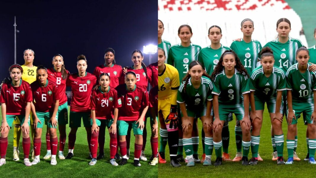 Mondial U17 féminin : le choc Algérie-Maroc pour ce 10 mai 2024 Équipes féminines U17 d'Algérie et du Maroc avant le match.