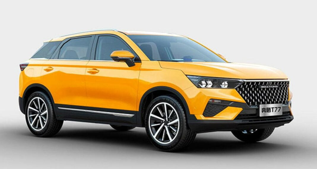 Bestune T77 en Algérie Voiture SUV Bestune T77 jaune, entrée en Algérie, luxe chinois.