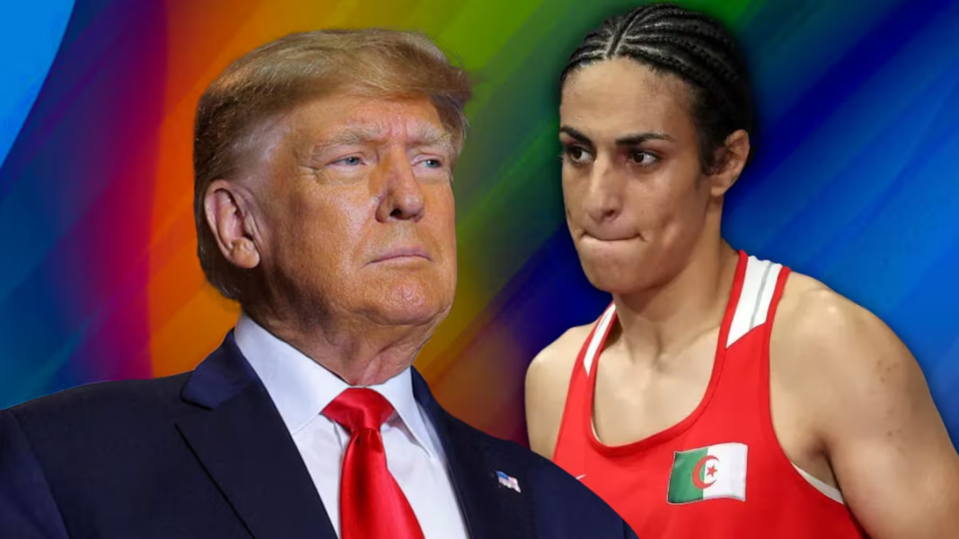 Campagne contre Imane Khelif : Donald Trump s’y mêle et envoie une balle directe à l’athlète Donald Trump et Imane Khelif en discussion intense.
