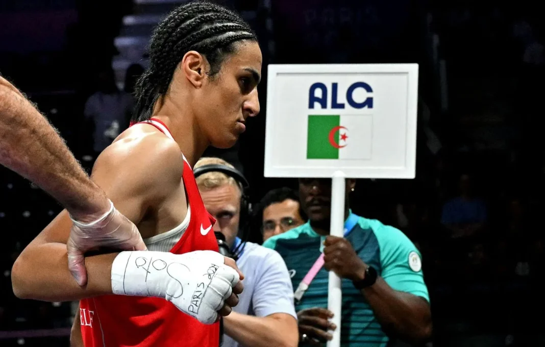 Kaylia Nemour en boxe algérienne Kaylia Nemour, boxeuse algérienne, concentrée avant un combat.