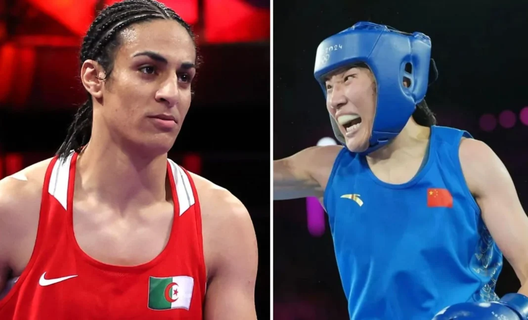Imane Khelif : Où et Quand Suivre la Finale Historique Contre Yang Liu ? Imane Khelif en boxe, concentrée et prête pour le combat.