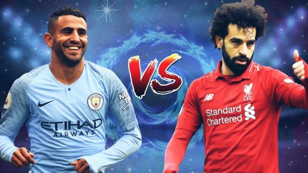Vous n’en croirez pas! Riyad Mahrez dicte une puissante leçon de foot à Mohamed Salah Riyad Mahrez et Mohamed Salah en duel lors d'un match de football.