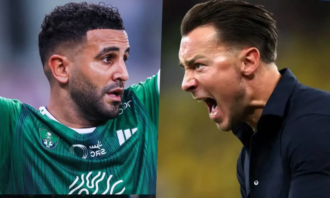 Riyad Mahrez : une année 2024 en demi-teinte en Saudi Pro League Riyad Mahrez et son entraîneur lors d'un match intense.