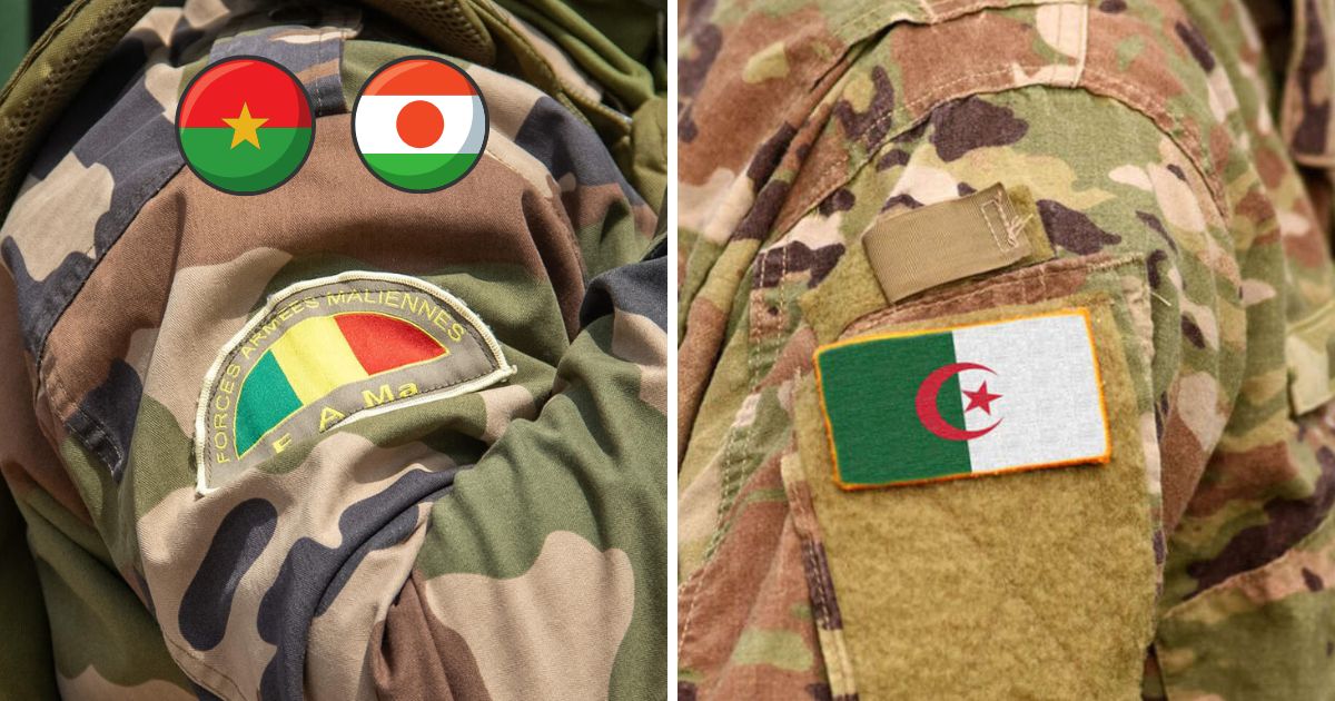 Algérie accusée après un drone abattu : que s’est-il passé ? Uniformes militaires avec drapeaux du Mali, de l'Algérie et du Sahara.