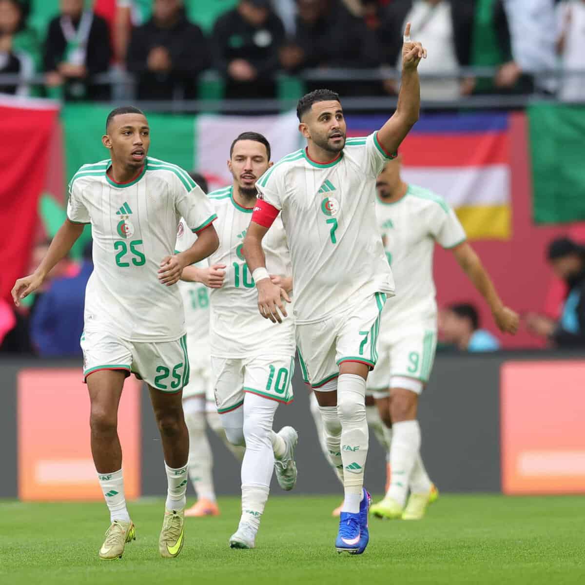 CAN 2025 : l’Algérie frappe fort face au Soudan Équipe nationale d'Algérie célébrant un but lors de la CAN 2025.