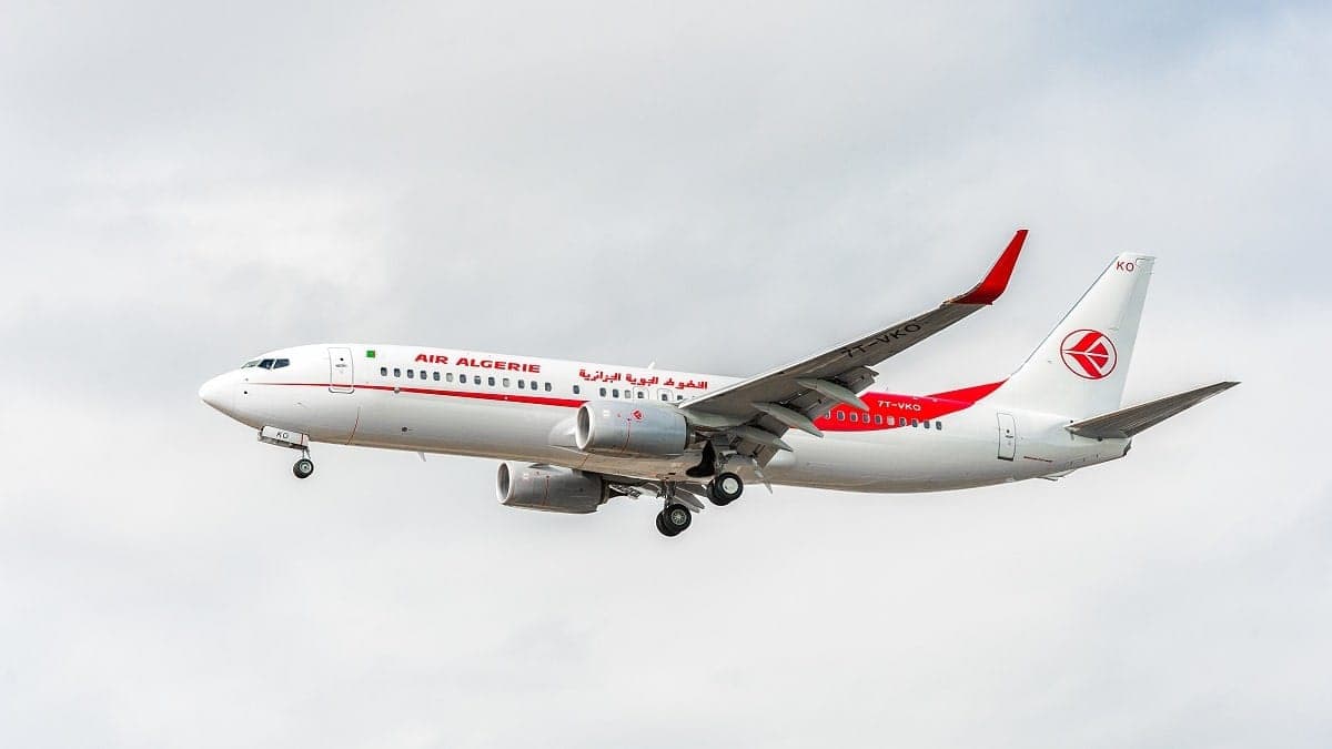 Air Algérie : le PDG brise le silence sur les prix élevés Avion d'Air Algérie en vol dans le ciel nuageux.