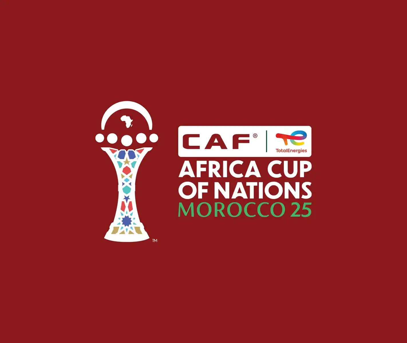 Programme CAN 2025 : les matchs clés du 23 décembre Logo de la CAN 2025 Maroc avec trophée stylisé.