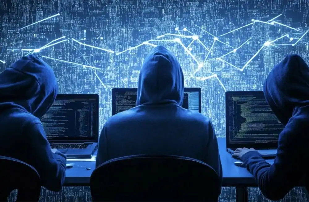 Cyberattaque au Maroc : un groupe exige une libération Hacker en hoodie travaillant sur un ordinateur lors d'une cyberattaque.