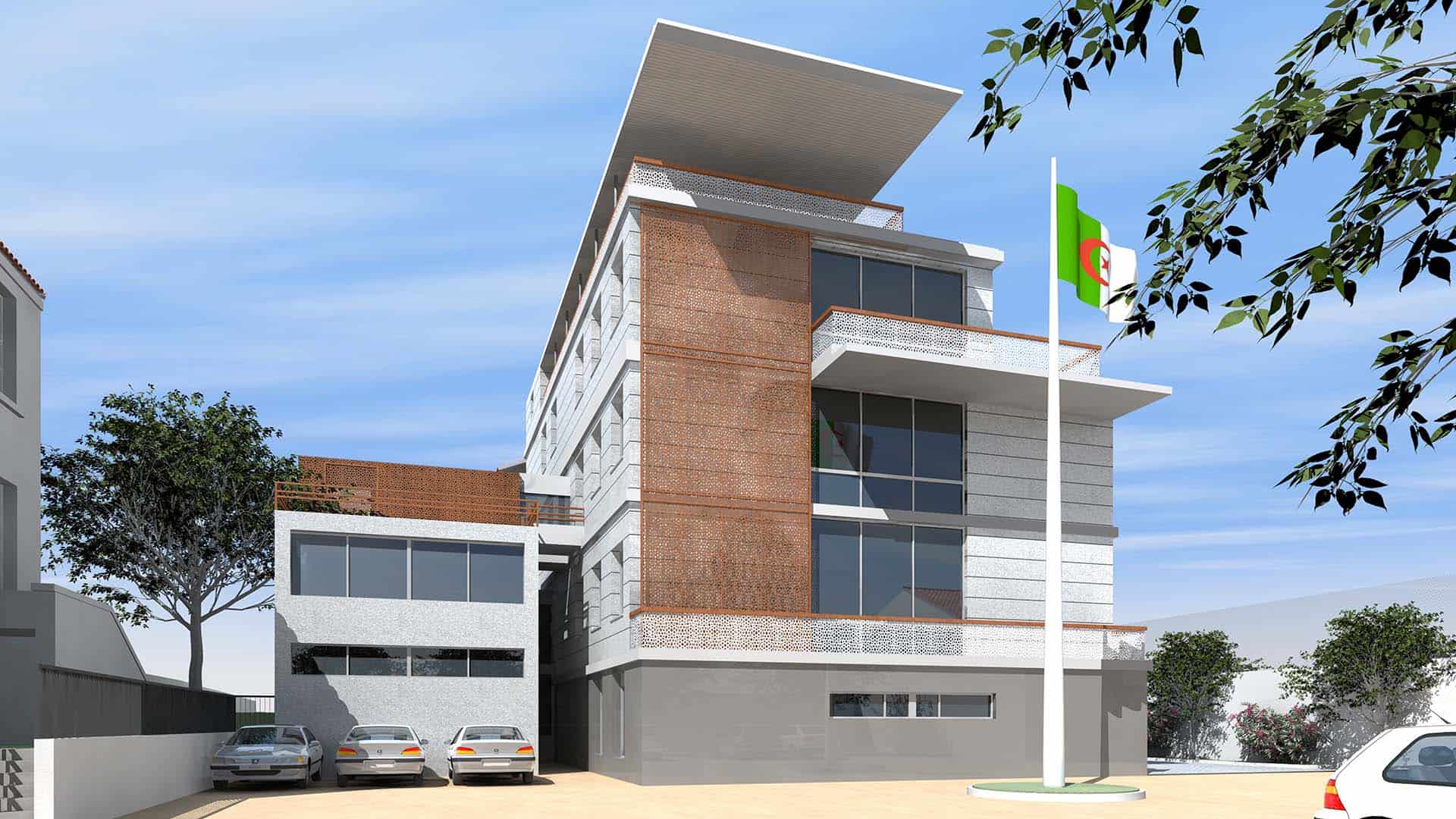 Marseille : une permanence juridique exceptionnelle au Consulat d’Algérie Bâtiment moderne du consulat d’Algérie à Marseille avec drapeau algérien.