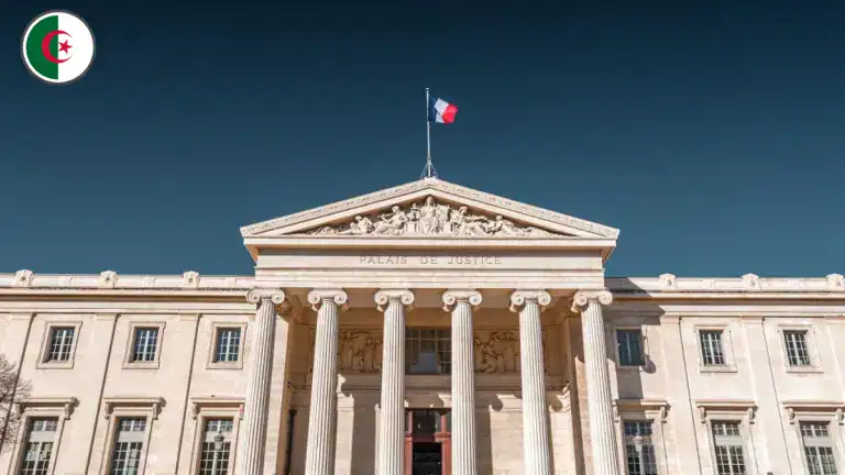 Victoire judiciaire : un Algérien obtient son titre de séjour ! Façade d'un bâtiment gouvernemental avec drapeau français.
