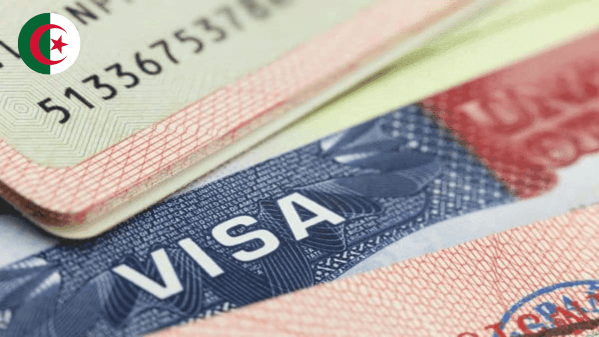 Suspension des visas US : Que doivent faire les Algériens? Visa américain pour Algériens avec drapeau algérien.