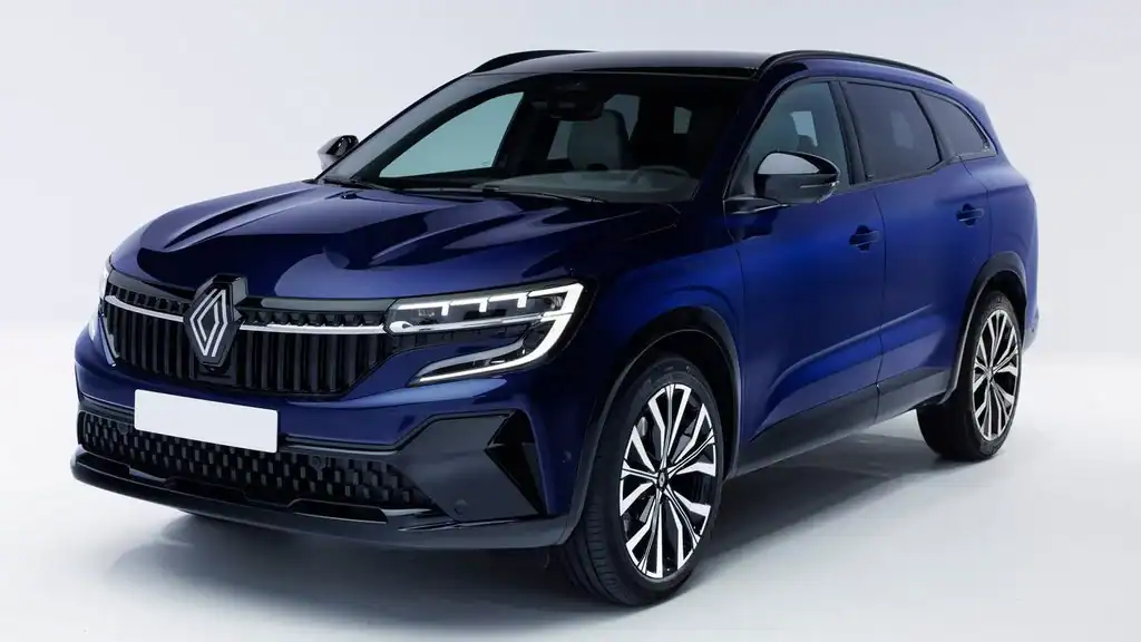 Voiture Renault Espace 2024 en bleu foncé, vue de côté.