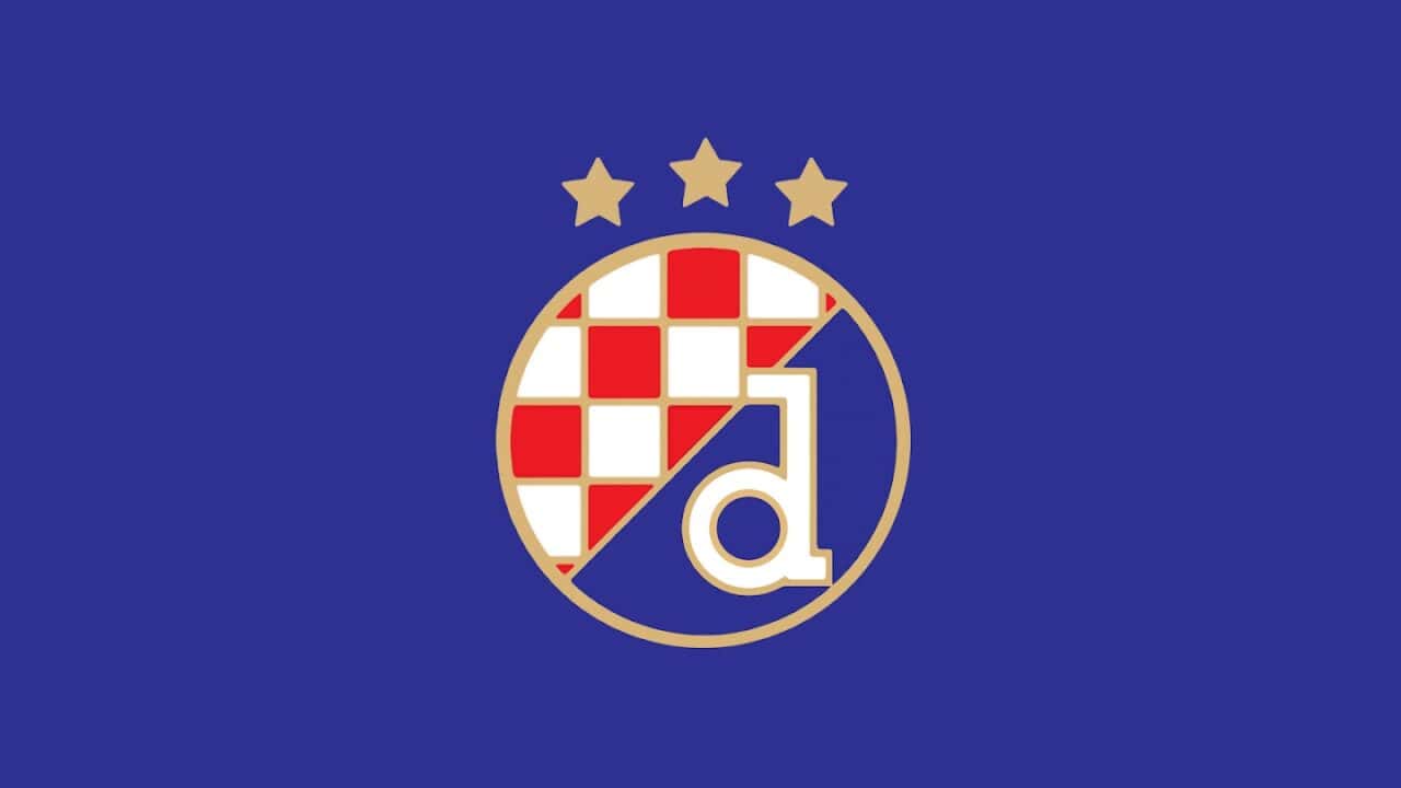 Logo du club de football Dinamo Zagreb sur fond bleu.