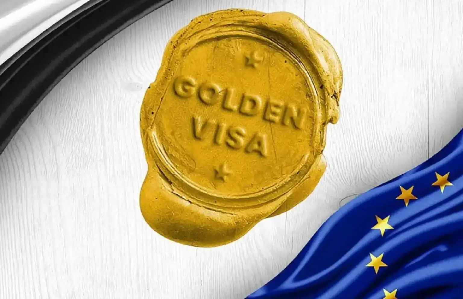 Visa doré en Europe : découvrez 5 destinations encore ouvertes en 2026 Cachet de cire avec inscription Golden Visa et drapeau européen.