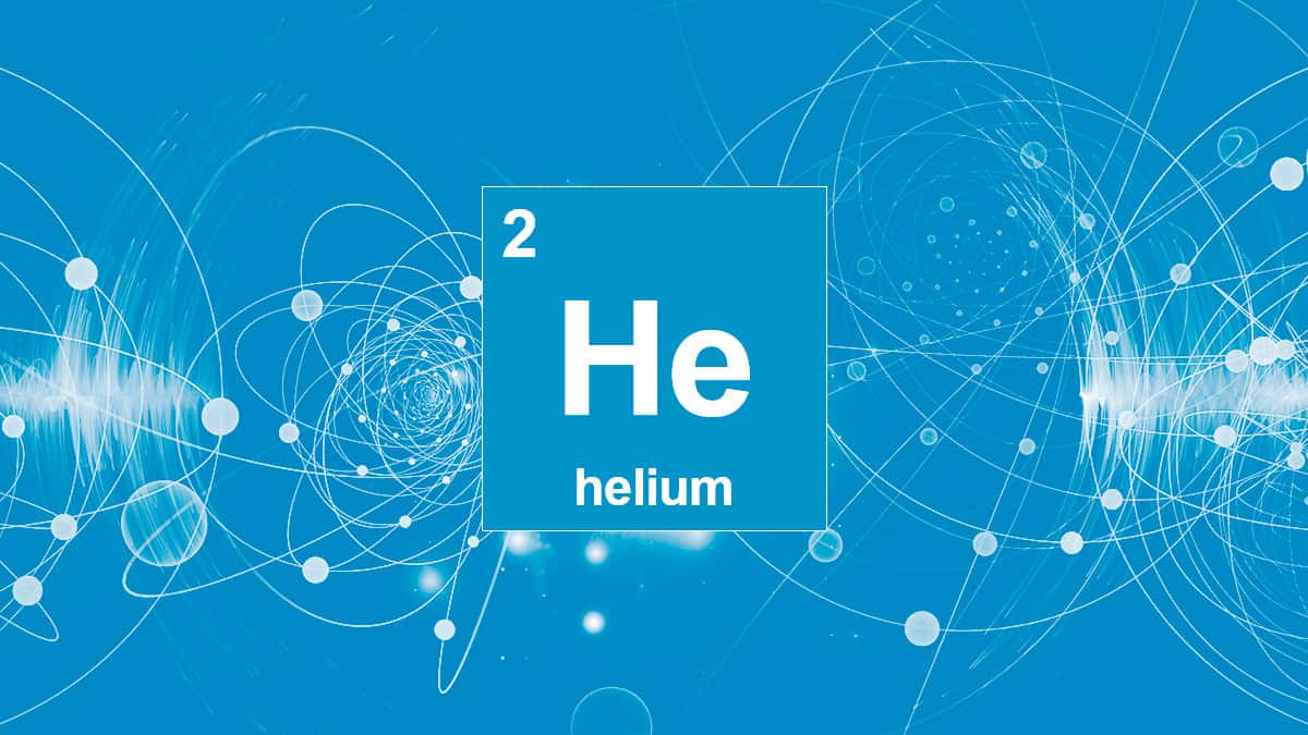 Pénurie d’Hélium: L’Algérie peut-elle détrôner le Qatar? Symbole chimique de l'hélium avec un fond scientifique futuriste.