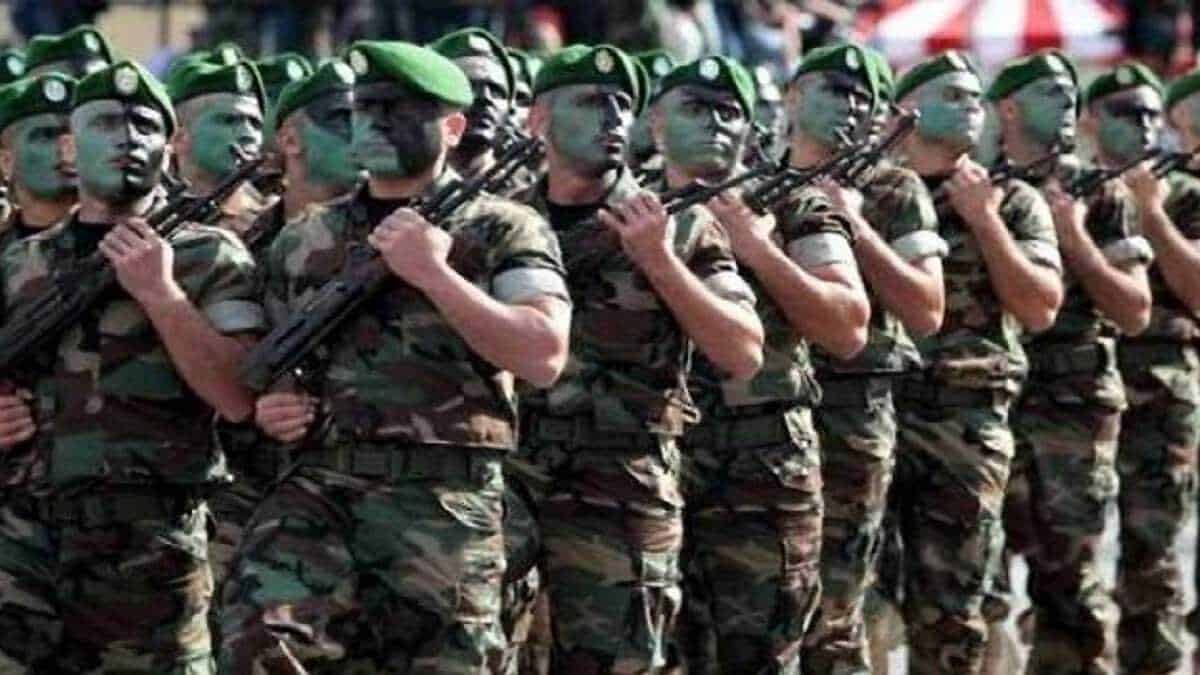 Trump « détruit » l’île iranienne de Kharg : la vraie histoire Soldats algériens en uniforme avec fusils en rangée.